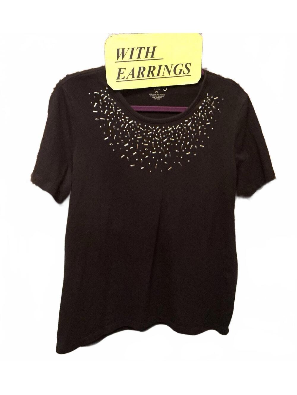 L Coral Bay Top & New Earrings o53026